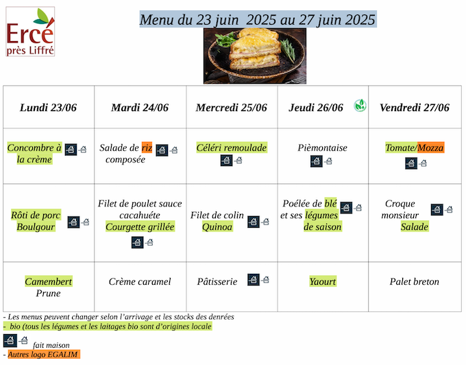 Menu 26 2025