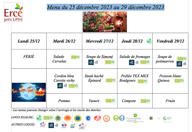 Menu 25 29 decembre 2023